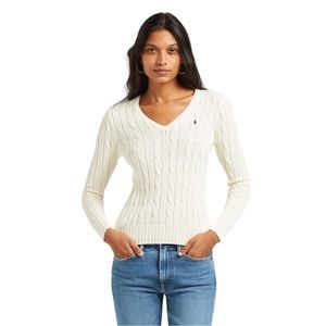U.S. Polo Assn. | Sweaters | Womens Polo Ralph Lauren Cable Vneck Sweater  Lightweight Knit Sweatshirt Sz Sm | Poshmark